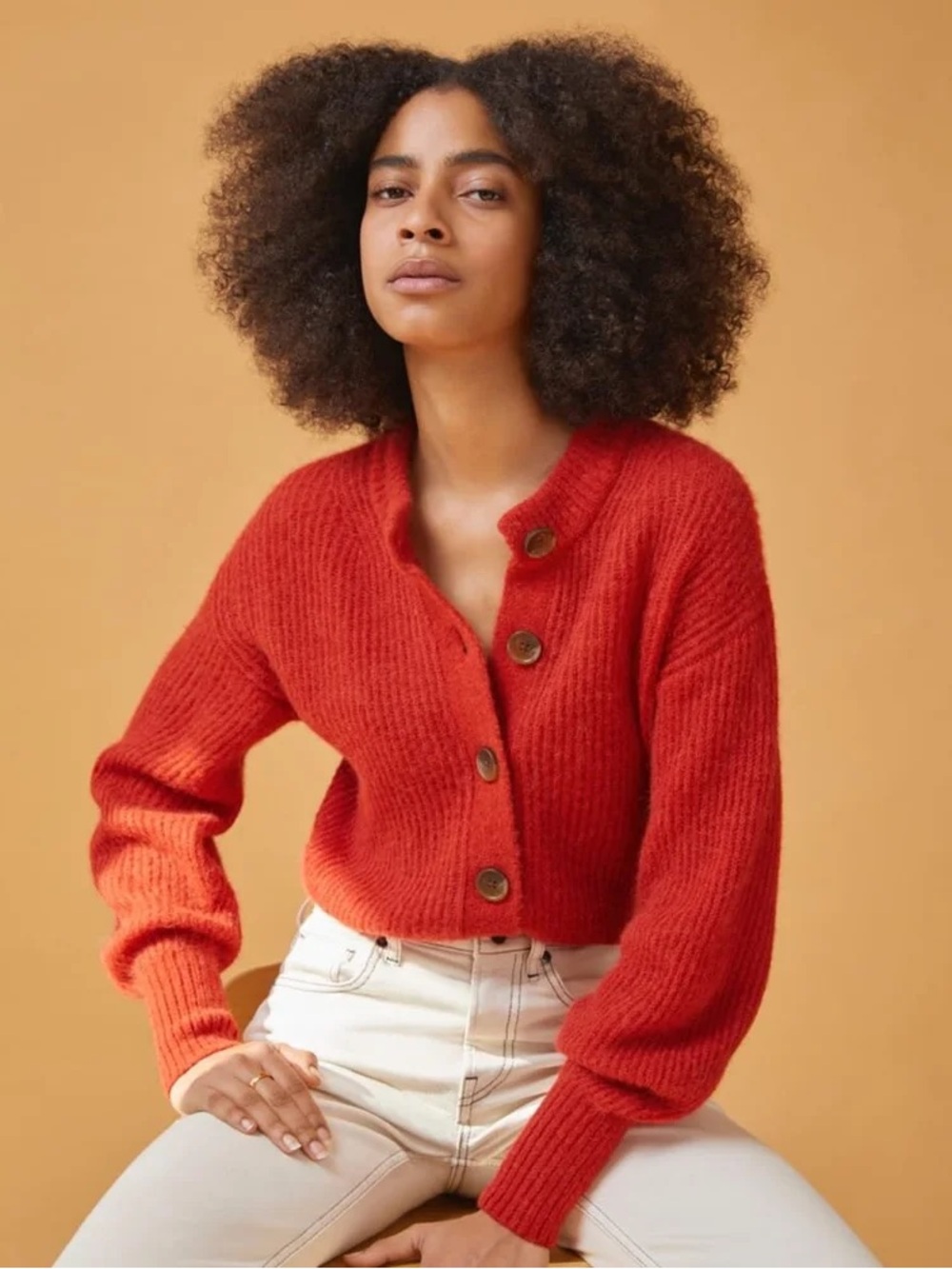 Everlane The Cropped Alpaca Cardigan In Red Size XXS